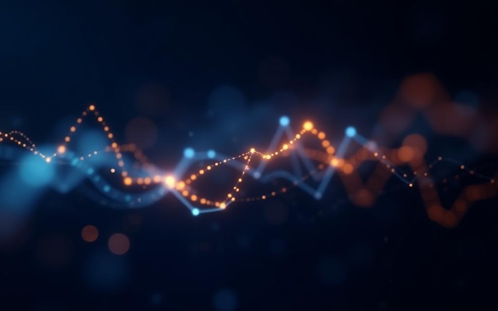 Abstract data visualization with glowing elements, signifying opportunity and winning.