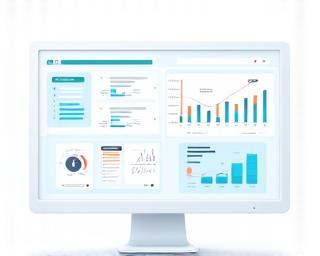 Image representing a business intelligence software interface with charts and dashboards.